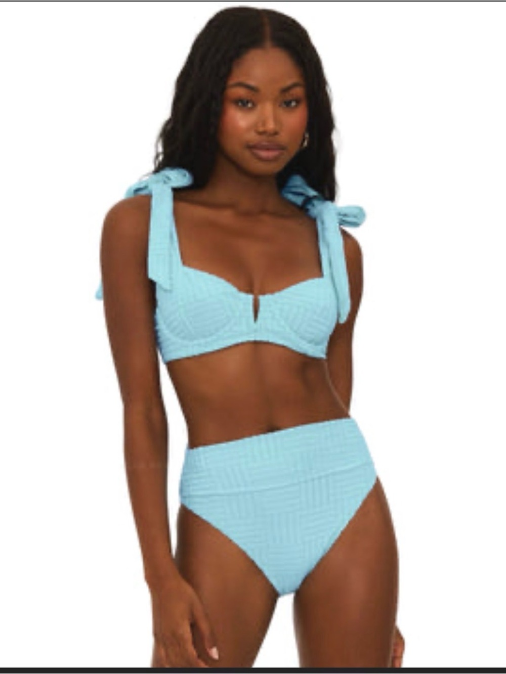 Beach Riot Blair Highway High-Waist Bikini Set in Light Blue